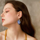 Purple crystal Dangle Large Drop Earrings Hook Moonstone Women Fashion Jewelry