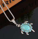 1PC Lovely Women Boho Turquoise Rhinestone Turtle Pendant Chain Necklace Jewelry