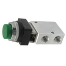 JM-322PPL 13mm Thread 2 Position 3 Way Green Push Button Air Mechanical Val H7Q9