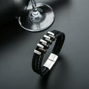 Fashion Simple Men'S Leather Bracelet Multilayer Woven Leather Bracelet Bra