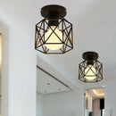 2 Pcs Ceiling Light Industrial Square Cage Metal Iron Retro Chandelier Susp