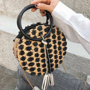 Woven Small Round Bag Portable Straw Small Round Bag Female New One Shoulde