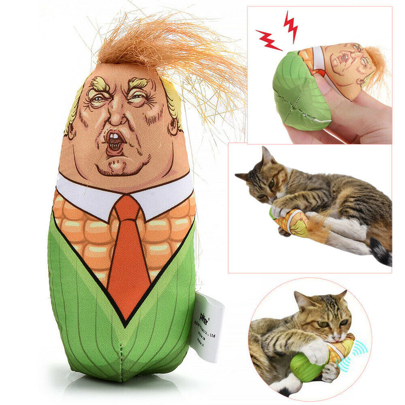 Corn Cat Pet Interactive Teaser Toys Stuffed Squeaky Catnip Plush Kitten Funny