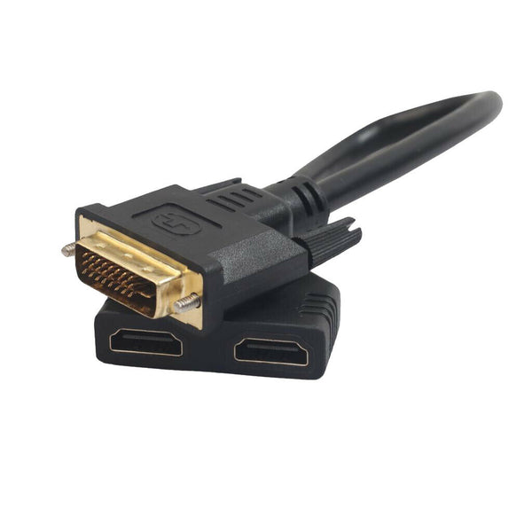 1080P DVI 24+1 Pin Male to Dual HDMI Female Splitter Cable for PC Monitor