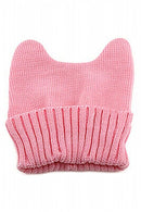 Women's Warm Winter Cat Ear Shape Knitted Hat Pink