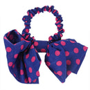 Lovely Lady Bow Headband Ponytail Holder Hair Tie Band (Blue + Rose points)
