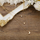 Lady Moon Star Love Pendant Necklace Retro Women Multi Layer Clavicle Chain