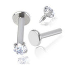 2 Stainless Steel Square Zircon  Helix Tragus Lip Earring Stud 8mm