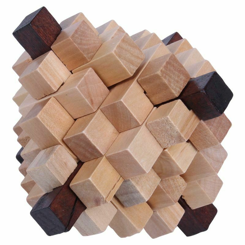 Wooden Primary Color Big Pineapple Lock Logic Puzzle Burr Puzzles Brain Tea Y1L7
