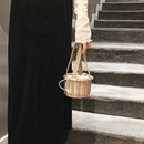 Fashion Summer Women'S Beach Basket Straw Handbag Bucket Bag Wicker Handmad