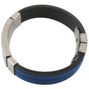 Stainless Steel Flames Black Blue Silicone Bangle Cuff Bracelet Wristband M