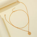 Women Multi-layer Blade Chain Necklace Charm Coin Pendant Clavicle Chain