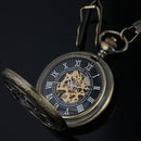 Classic Steampunk Mechanical Style Skeleton Steel Black Pocket Watch Gift Box