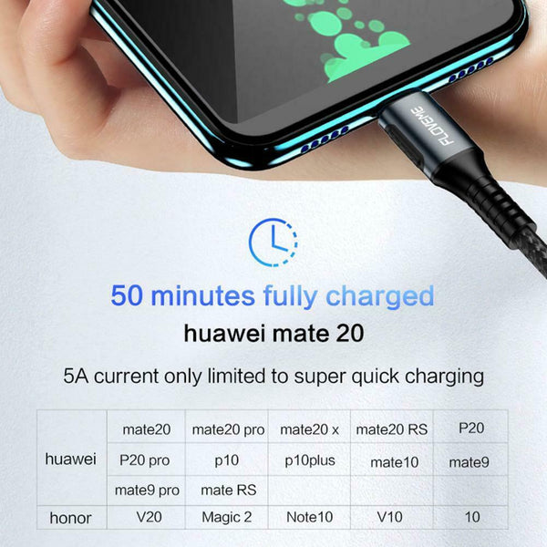 Floveme QC/FCP Type-C Charging Cable 5A Fast Quick Charger Line Data Cord #gib