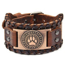 Men Weave Bangle Wide Leather Adjustable Wolf Claw Bracelet (Red Copper)