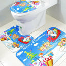3 Pc/set Happy Santa Toilet Seat Cover Rug Bathroom Set Decor XMAS Christmas
