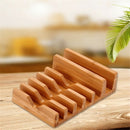 6 Slot Bamboo Multi-Device Charging Station Dock Organizer Office Mobile Ph