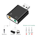 USB 2.0 Virtual 7.1 Channel Audio Sound Card Adapter For Laptop PC Black