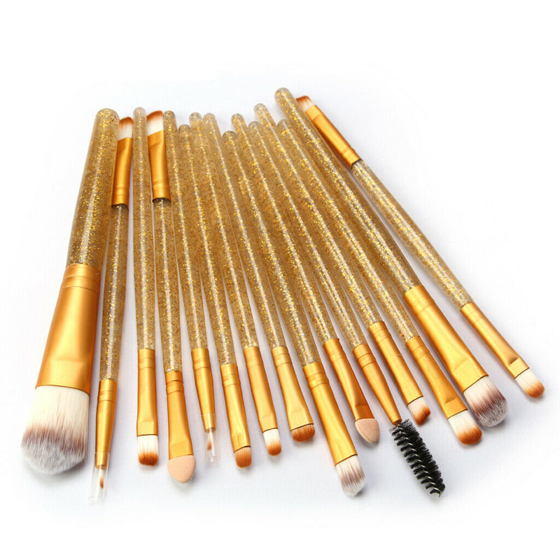 15Pcs Professional Makeup Brushes Set Make up Cosmetic Brush Tools kit Golden
