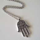 Good Luck Protection Hamsa Symbol Fatima Hand Evil Eye Pendant Necklace  Z