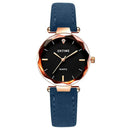 Waterproof Women Rhinestone Watch Lady Analog Quartz Wristwatch (Dark Blue)
