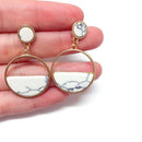 Handmade Fashion Simple Geometric Circular Marble Long Earrings Girls Popul H1Q5
