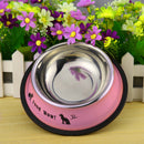 Stainless Steel Anti-skid Dog Cat Food Water Bowl Pet Feeding Tool Pink A