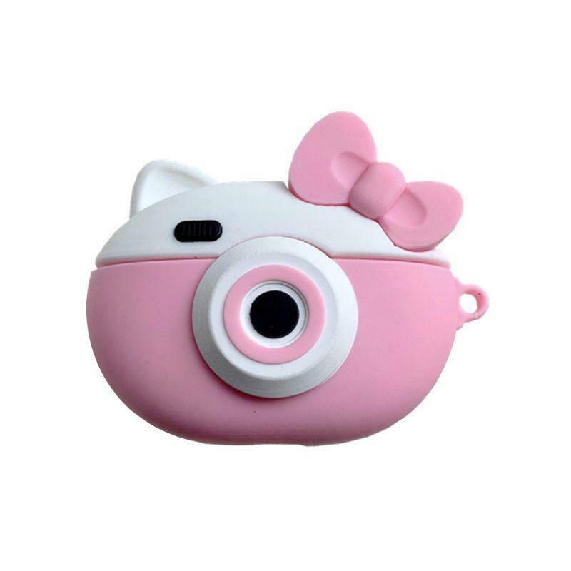 Pink Camera Pattern Earphone Case Soft Silicone Protective Cover for AirPods Pro