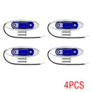 4pcs Waterproof Blue 3LED Side Marker Lights for Trailer Truck Van Boat 12V-24V