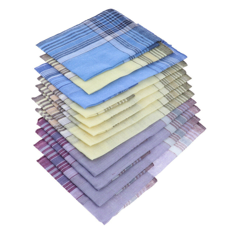 12Pieces Handkerchief Woven Cotton 100% Hankies