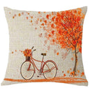 Autumn Fall Big Tree Pillow Cover Maple Leaf Bicycle B6F1 Covers Cushion Pi H2S2