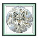 Stamped Cross Stitch Kit Pre-Printed Pattern Embroidery Animal Wolf