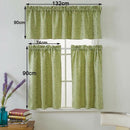 One Set Green Rod Pocket Short Tier Curtains Panels Half Drapes for Bathroom
