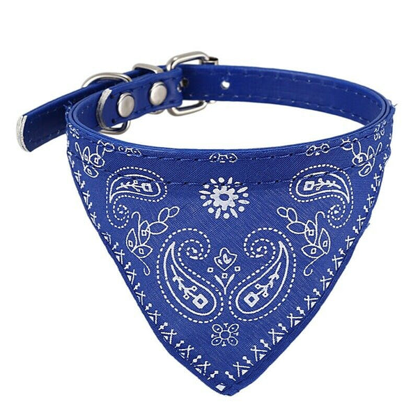 Adjustable Pet Dog Collar Cat Neck Scarf Bandana Collars Blue L8Y5