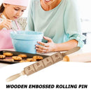 Christmas Elk Print Wooden Rolling Pin Dough Engraved Roller Biscuit Baking