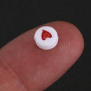 500PCs White Red Love Heart Acrylic Flat Round Beads 7mm(2/8 inch) Dia. I7V7