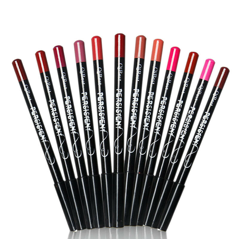 QiBest Black Rod Waterproof 12 Color Lip Liner Pen Lasting Lip Matte Lipsti E8J1