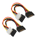 2 Pieces 15 Pin Sata Male To Sata Female And 4Pin LP4 Power Splitter Y Cable