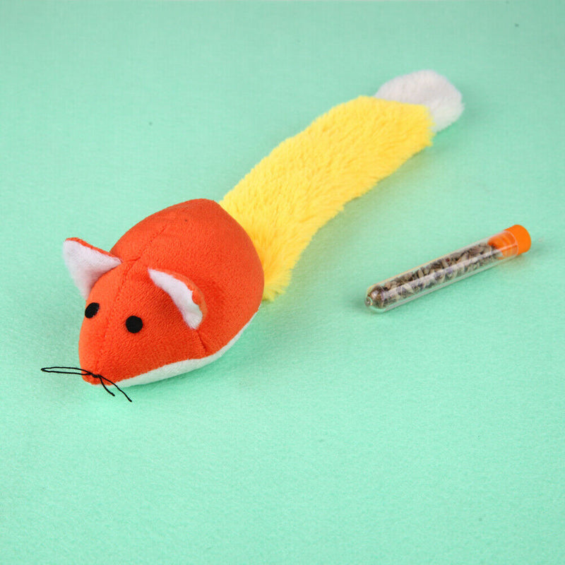 Colorful Plush False Mouse Toys Pet Cat Playing Toys With Mint Tube(Orange)