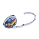 Yellow Orange Oval Metal Folding Foldable Handbag Purse Table Hook Hanger H