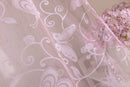 Flocking Butterfly Sheer Curtain Voile Panel Window Balcony Tulle Divider Pink