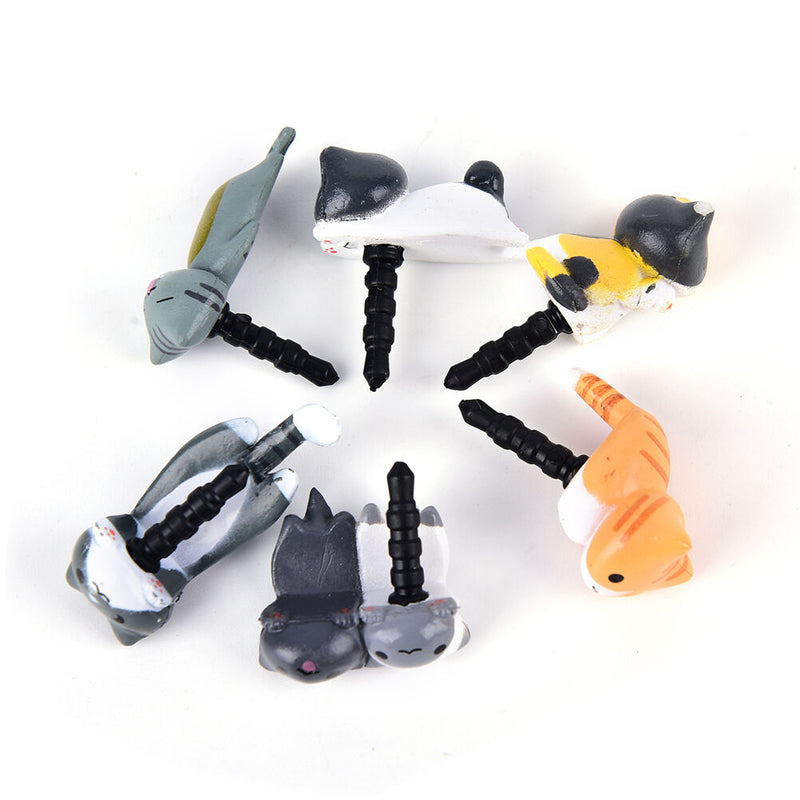 Cute 6pcs Cat 3.5mm Anti Dusts Earphone Jack Plug Stoppers Caps For-Mobile phone