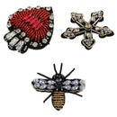 3Pcs DIY Rhinestone Bee Star Heart Beaded Patch Applique for Clothing Sewing