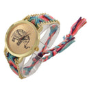 Multicolor elephant watch Quartz watch braided bracelet (red)