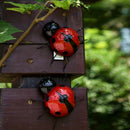 Hanging Metal Garden Red Black Spotted Ladybugs - Set of 2 - 10cm