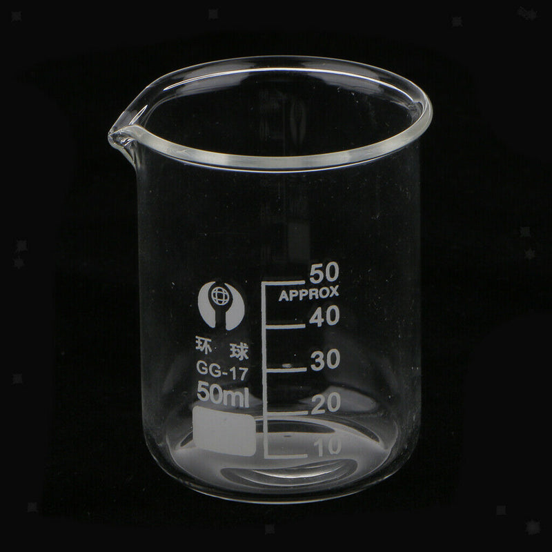 50ml Borosilicate Glass Beaker -- Graduated Low Form Measuring Beakers - Lab