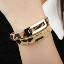 Woman Leather Wrap Bracelets Casual Leopard Color Double Layer Leather Wome