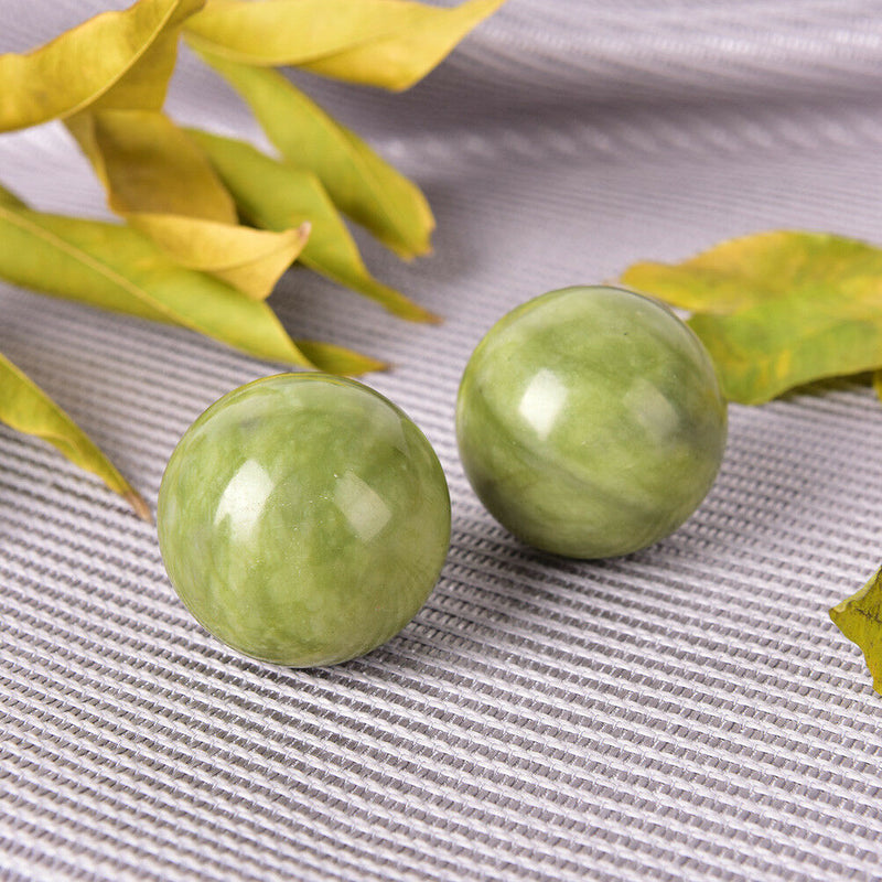 2Pcs Stress Hand Wrist Natural Jade Ball Health Hand Massage Ball Bal BX