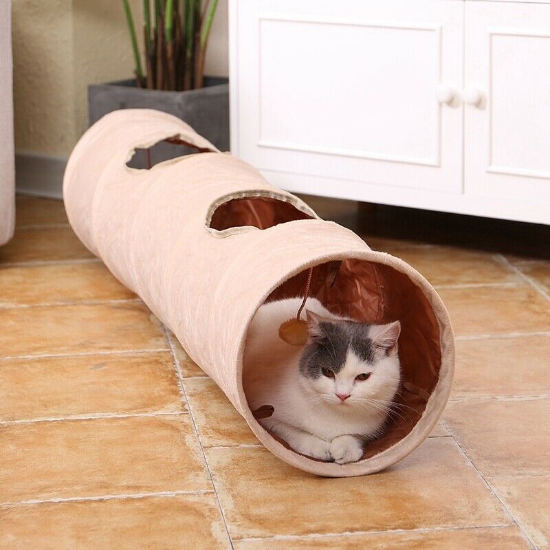 1X(Pet Tunnel Long 120Cm 2 Holes Cat Puppy Rabbit Teaser Funny Hide Tunnel