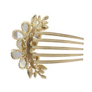 Womens Floral Design Alloy Rhinestone Crystal Hair Clip Comb (Blue) Y7C9